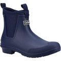 Cotswold Grosvenor Womens Pull On Ankle Wellies Wellingtons Boots, navy blue waterproof ankle boots with pull-on design and elastic side panels.