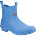 Cotswold Grosvenor Womens Pull On Ankle Wellies Wellingtons Boots, Blue waterproof ankle boots with elastic side panels and pull-on handles.