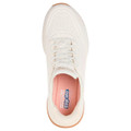 Skechers Bobs Squad 4 Key Lock Womens Slip Ins Trainers, top view of a white sneaker with perforated details and pink interior lining.
