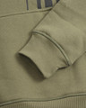 Lambretta Stripe Mens Pull Over Sweatshirt Hooded Hoodie, close-up of the olive green fabric and ribbed cuff detail.