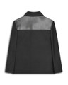 Lambretta Mens Donkey Jacket Classic MOD SKA Shoulder Panel, black jacket with grey shoulder panel detailing, front view.