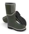 Beeswift Neo Force Mens S5S Composite Toe/Midsole Wellington, green waterproof work boots with steel toe and slip-resistant sole.