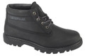 Caterpillar Colorado 2.0 Chukka Mens Casual Lace Up Ankle Boots, black leather outdoor footwear with durable tread sole and metal eyelets for laces.