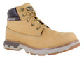 Caterpillar Pursue Mid Men's Casual Lace-Up Leather Ankle Boots, tan hiking style boots with black padded collar and rugged rubber sole.