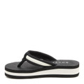 Rocket Dog Monica WomensCasual Flip Flop Slide On Platform Sandals, black and white platform flip flops with cushioned straps for women.