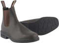 Blundstone 062 Mens Classic Pull On Chelsea Dealer Ankle Boots, gray leather ankle boots with elastic side panels and pull tabs at the back for easy wearing.