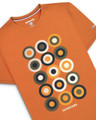 Lambretta Mens MOD Target Design Smart Classic Retro T-Shirt, burnt orange t-shirt with circular target patterns in various colors.