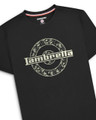 Lambretta Mens Paisley Target Logo Smart Classic Retro T-Shirt, black t-shirt with a circular paisley patterned design and Lambretta logo