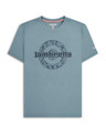 Lambretta Mens Paisley Target Logo Smart Classic Retro T-Shirt, blue short sleeve t-shirt with a large paisley and target logo design on the front.