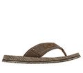 Skechers Quill Seaside Mens Slip On Thong Flip Flop Sandals, brown casual slide sandal with textured strap and cushioned sole.