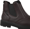 Regatta Professional Mens Dealer Pull On S3 Waterproof Safety Boots, close-up of a men's pull-on safety boot in dark brown leather with waterproof feature and slip-resistant sole.