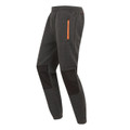 Regatta Jeopardize Mens Work Trade Comfort Joggers, dark gray with black patches on knees and an orange zipper pocket on the side.