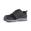 Reebok Excel Light Mens S1P SR Safety Toe/Midsole Trainers, black athletic safety shoes with protective toe cap and midsole for industrial work security.