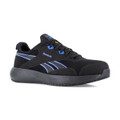 Reebok Lite Plus 4 Mens Safety S1P Composite Toe/Midsole Trainers, black athletic safety shoes with blue accents and sturdy sole for workplace safety.