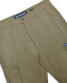 Lambretta Mens Cargo Pockets Casual Summer Shorts, khaki cargo shorts with multiple pockets and button closures.