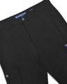 Lambretta Mens Cargo Pockets Casual Summer Shorts, close-up of black utility shorts featuring cargo pockets and button details.