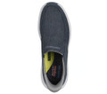 Skechers Decklan Gulliver Mens Slip-Ins Casual Trainers, top view of dark grey slip-on sneakers showing the shoe's sleek design and breathable fabric.