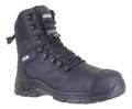 JCB Trencher Men's Composite Toe/Midsole MET-Guard Side-Zip Work Boots, black safety work boots with side zipper and durable composite toe protection.