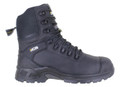 JCB Trencher Mens Composite Toe/Midsole MET-Guard Side-Zip Work Boots, black waterproof safety boots with side zipper and rugged sole for construction work.