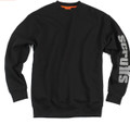 Scruffs Fintry Mens Pull Over Classic Sweatshirt, black sweatshirt with grey 'SCRUFFS' text on the right sleeve and small logo on the chest.