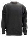 Scruffs Fintry Mens Pull Over Classic Sweatshirt, black sweatshirt with ribbed cuffs and collar, and branding on the left chest and sleeve.