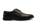 Thomas Crick Lanner Mens Lace Up Plain Toe Formal Leather Smart Shoes, black leather dress shoes with laces and a sleek design.