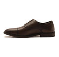 Thomas Crick Merlin Mens Lace Up Derby Formal Leather Smart Shoes, a polished dark brown leather dress shoe with a sleek design and lace-up closure for men.