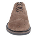 Thomas Crick Waldew Mens Lace Up Brogue Casual Leather Smart Shoes, front view of a brown suede leather shoe with black laces on a white background.