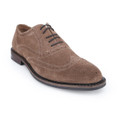 Thomas Crick Waldew Mens Lace Up Brogue Casual Leather Smart Shoes, stylish brown suede dress shoes with brogue detailing and black lace-up fronts.