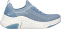 Skechers Bobs Sparrow Flex Instant Clout Womens Casual Trainers, blue knit fabric athletic sneaker with white sole and supportive design.