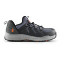 Scruffs Argon Womens Safety Bungee Lightweight Composite Trainers, black and grey safety shoes with bungee laces and protective toe cap.