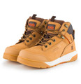 Scruffs Switchback 3 Womens Safety S3 Steel Toe Work Ankle Boots, tan leather work boots with black accents, steel toe protection, and rugged construction.