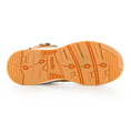 Scruffs Switchback 3 Womens Safety S3 Steel Toe Work Ankle Boots, close-up of the slip-resistant rubber outsole with tread pattern and orange accents.
