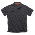 Scruffs Worker Mens Classic Short Sleeve Professional Polo, black short-sleeve polo shirt with a collar, button placket, and a small chest pocket, designed for workwear and professional use.