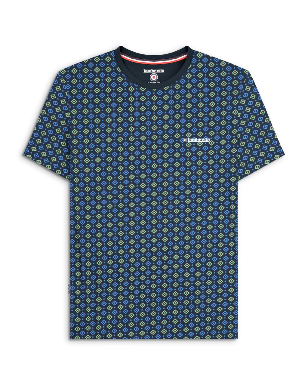 Lambretta Mens All Over Geometric Smart Classic Retro T-Shirt