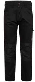 JCB Essential Mens Cargo Work Trade Trousers, black durable work trousers with multiple pockets and reinforced knees for tradesmen.