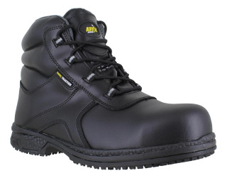 Anvil Traction Hartford 2 Mens Composite Toe/Midsole Safety Boots, black safety work boot with padded ankle support and sturdy tread outsole.