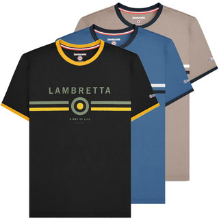 Lambretta Mens Classic Logo Target Retro Mod Ska Casual T-Shirt