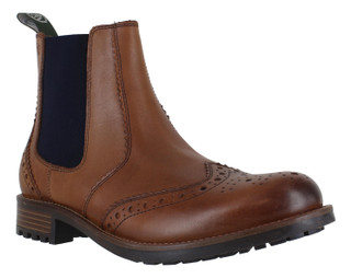Frank James Fulham Mens Pull On Dealer Chelsea Brogue Leather Ankle Boots