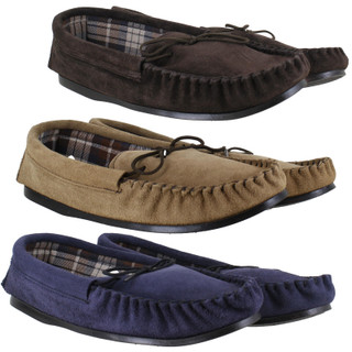 Northamptonshire Slipper Co. Mens British Handmade Hard Sole Moccasins Real Suede Slippers
