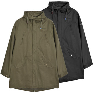 Lambretta Mens Shower Resistant Hooded Classic Badge Fishtail Parka