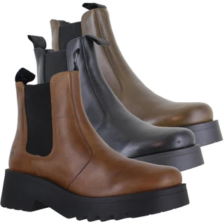 Fly London Medi Womens Wedged Heeled Chelsea Biker Ankle Boots