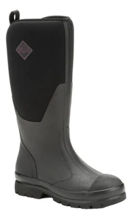 Muck Boots MUCK Chore Classic Tall Womens Stable Farm Wellington Wellies Boots, black waterproof riding boots with reinforced toe and sole for outdoor farm and stable work.