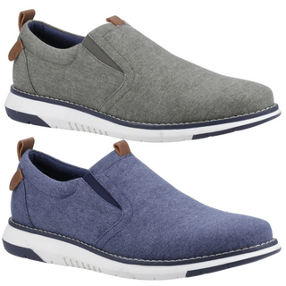 Hush Puppies Benny Mens Casual Slip On Smart Canvas Trainers Shoes