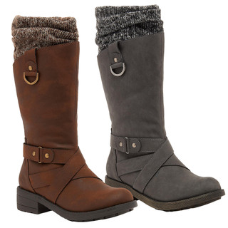 Rocket Dog Telsa Womens Tall Zip Up Mid Calf Biker Buckle Boots