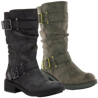 Rocket Dog Trumble Womens Zip Up Mid Calf Biker Buckle Boots