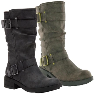 Rocket Dog Trumble Womens Zip Up Mid Calf Biker Buckle Boots