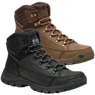 Caterpillar Threshold Hiker WP Mens Casual Lace Up Ankle Boots, brown and black waterproof hiking boots with durable leather material and rugged outsole for comfort and support.