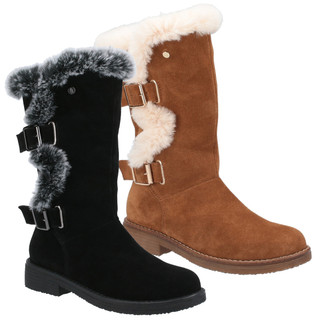 Hush Puppies Megan Womens Tall Hi Zip Up Mid Calf Boots - Wide