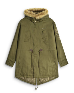 Lambretta Mens Cotton Classic Hooded Classic Badge Parka Coat